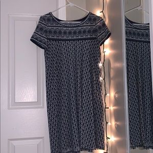 Patterned T Shirt Dress with Flowers and Sequence